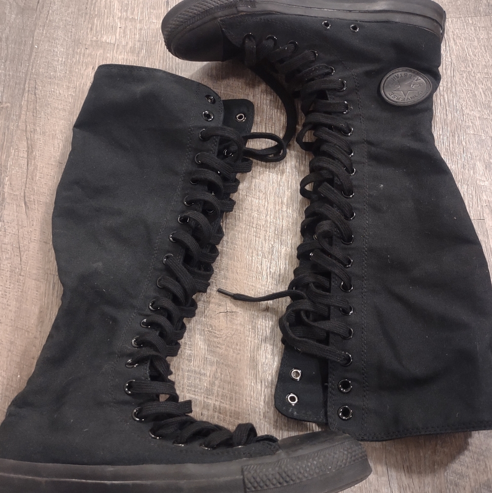 Converse knee high lace up sneakers in all black in Men's 7/Women's 8.5/9 US